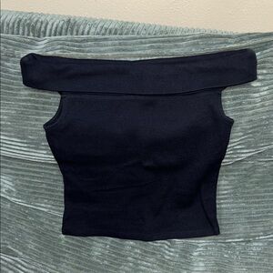 Mango Black Off-Shoulder Crop Top